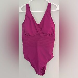 Aqua Green Women's Surplice Trim Overlay One Piece Swimsuit - Size 16 - NWT